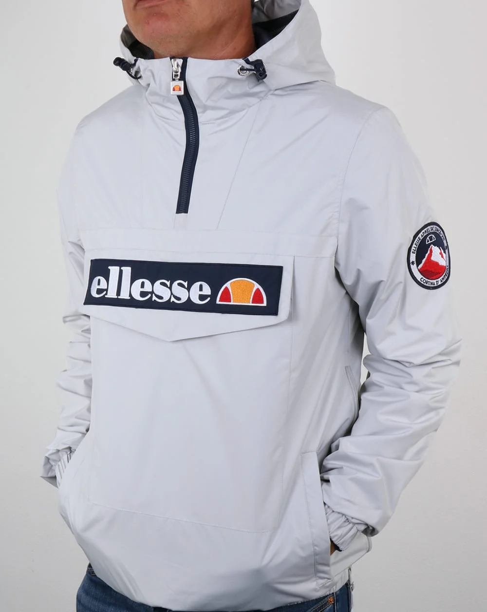 Ellesse Quarter Zip Overhead Jacket Light Grey - Image 4