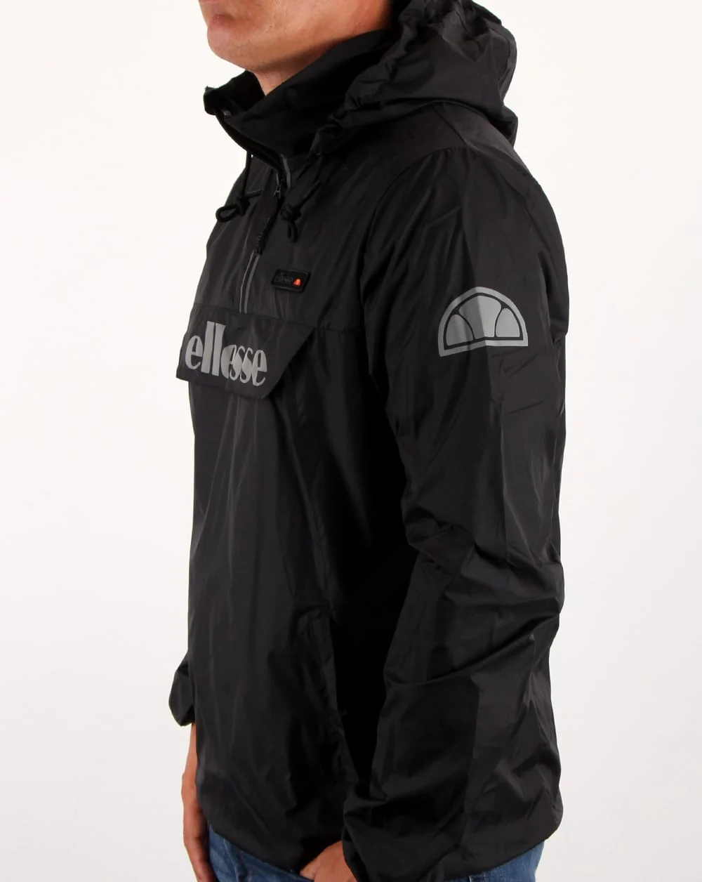 Ellesse Quarter Zip Overhead Rain Jacket Black - Image 2