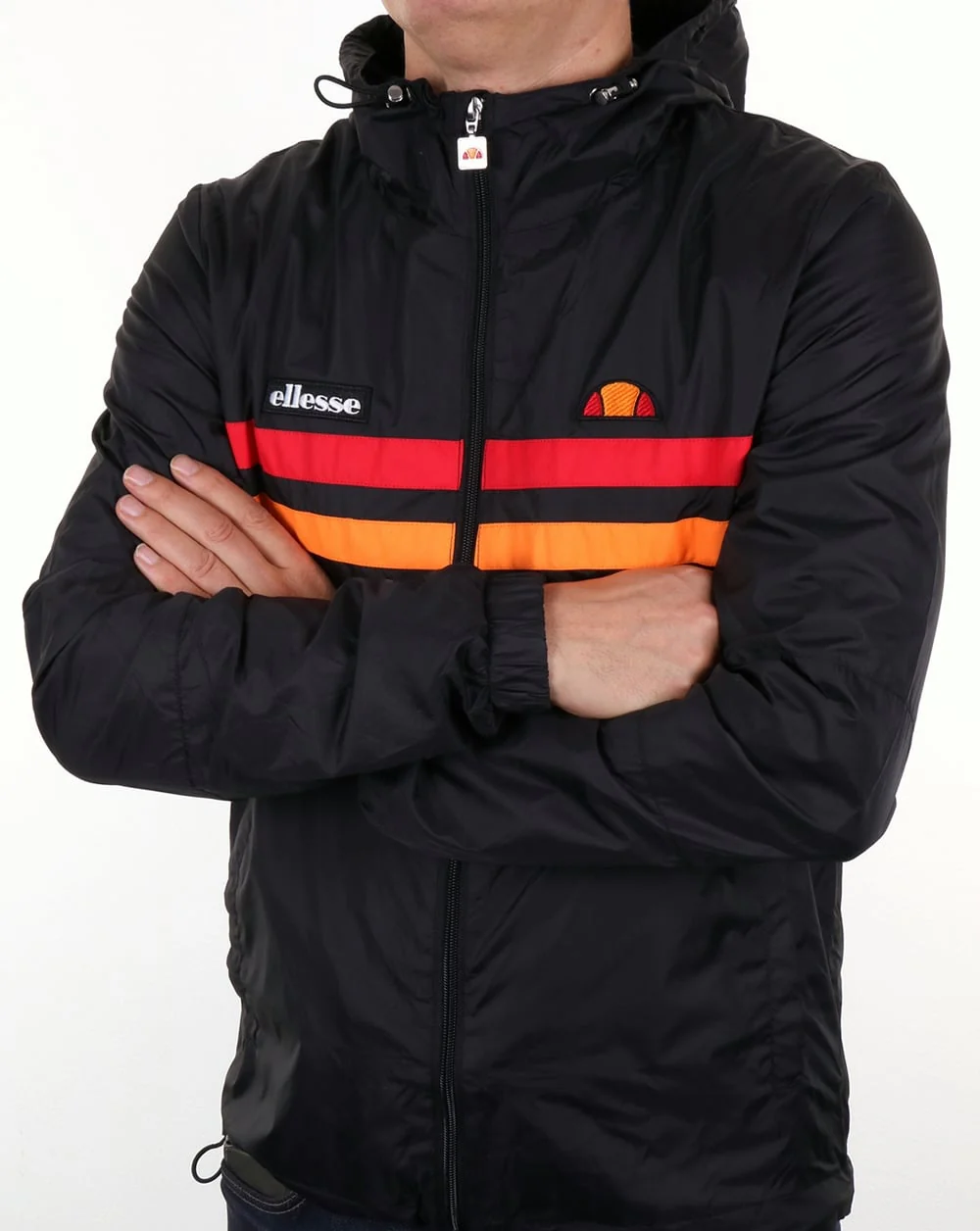 Ellesse Rimini Striped Rain Jacket Black/orange - Image 4