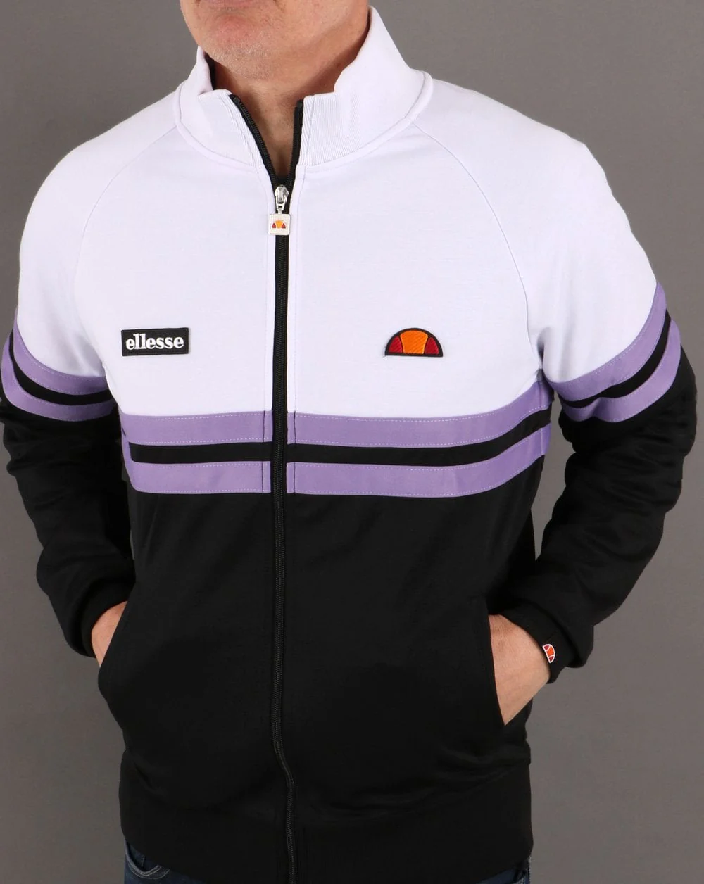 Ellesse Rimini Track Top Black/White/Lilac - Image 3