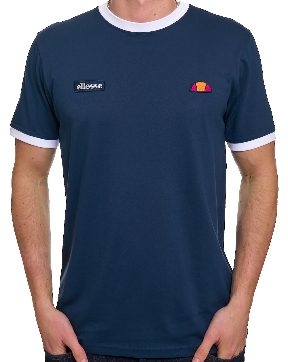 Ellesse Retro T Shirt Navy / White
