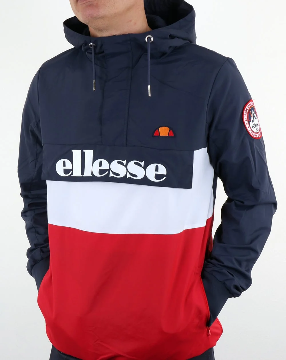 Ellesse Tri Color Overhead Jacket Navy-White-Red - Image 4