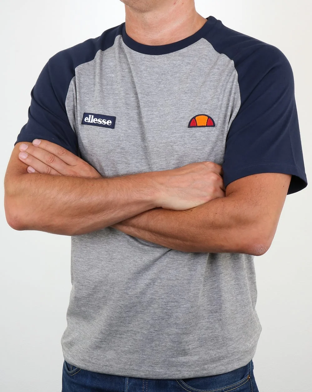 Ellesse Twin Logo T Shirt Athletic Grey/Navy
