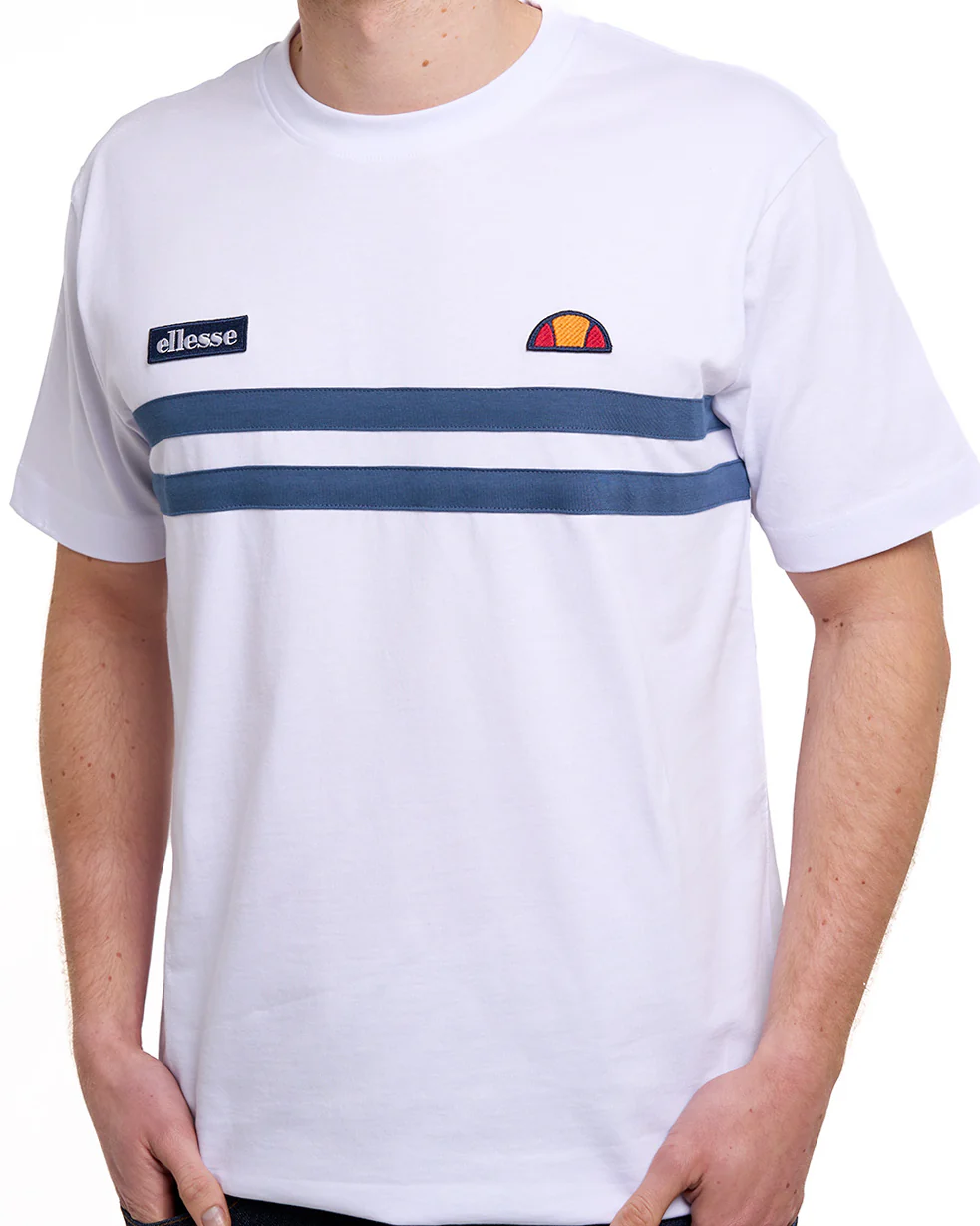Ellesse Duo Stripe T Shirt White/Blue - Image 2