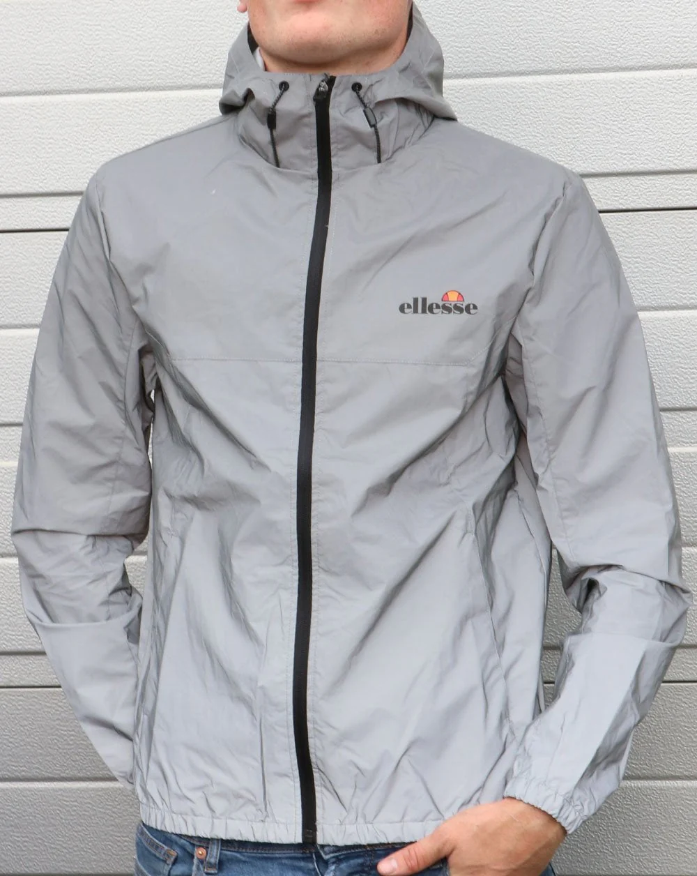 Ellesse Zip Up Reflective Jacket Silver Grey - Image 2