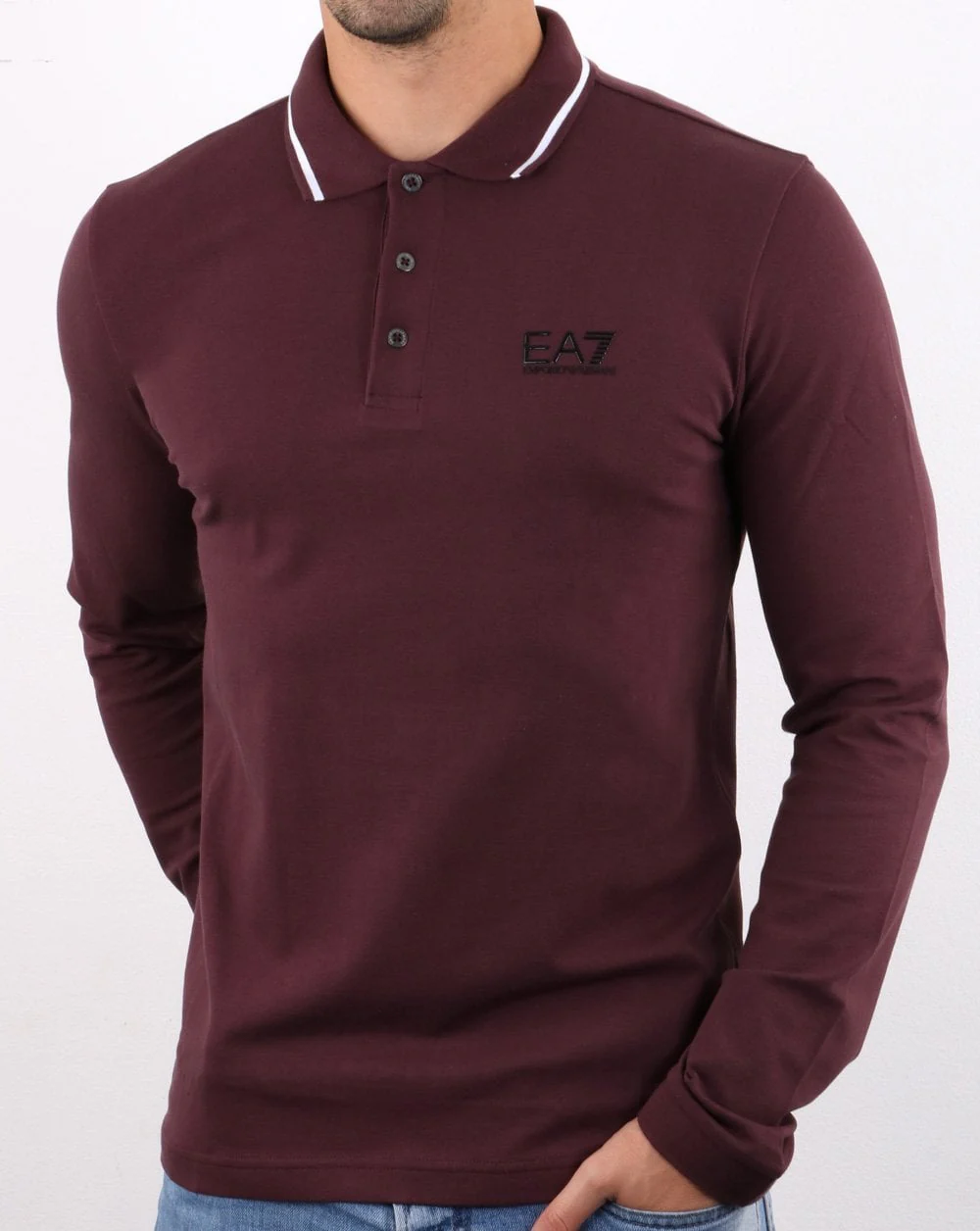 Empori Armani EA7 Polo Shirt Deep Burgundy - Image 3
