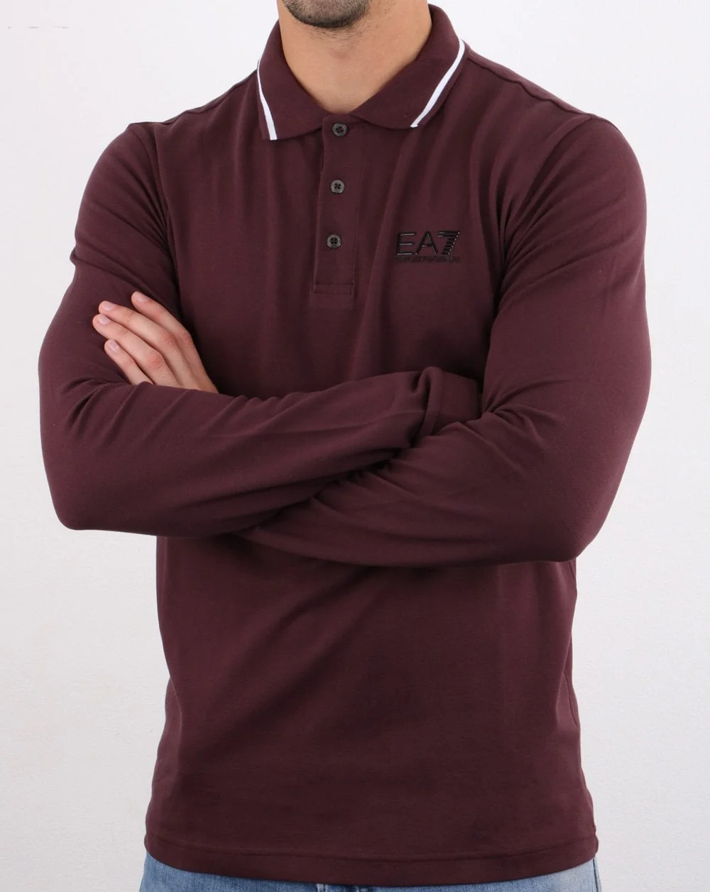 Empori Armani EA7 Polo Shirt Deep Burgundy - Image 4
