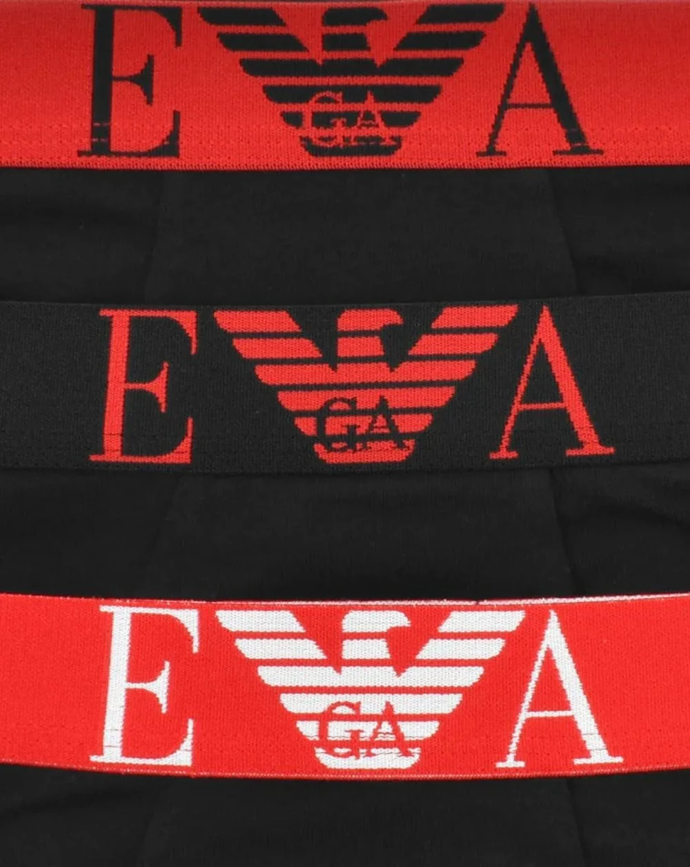 Emporio Armani 3 Pack Boxer Shorts Black/Black/Red - Image 2
