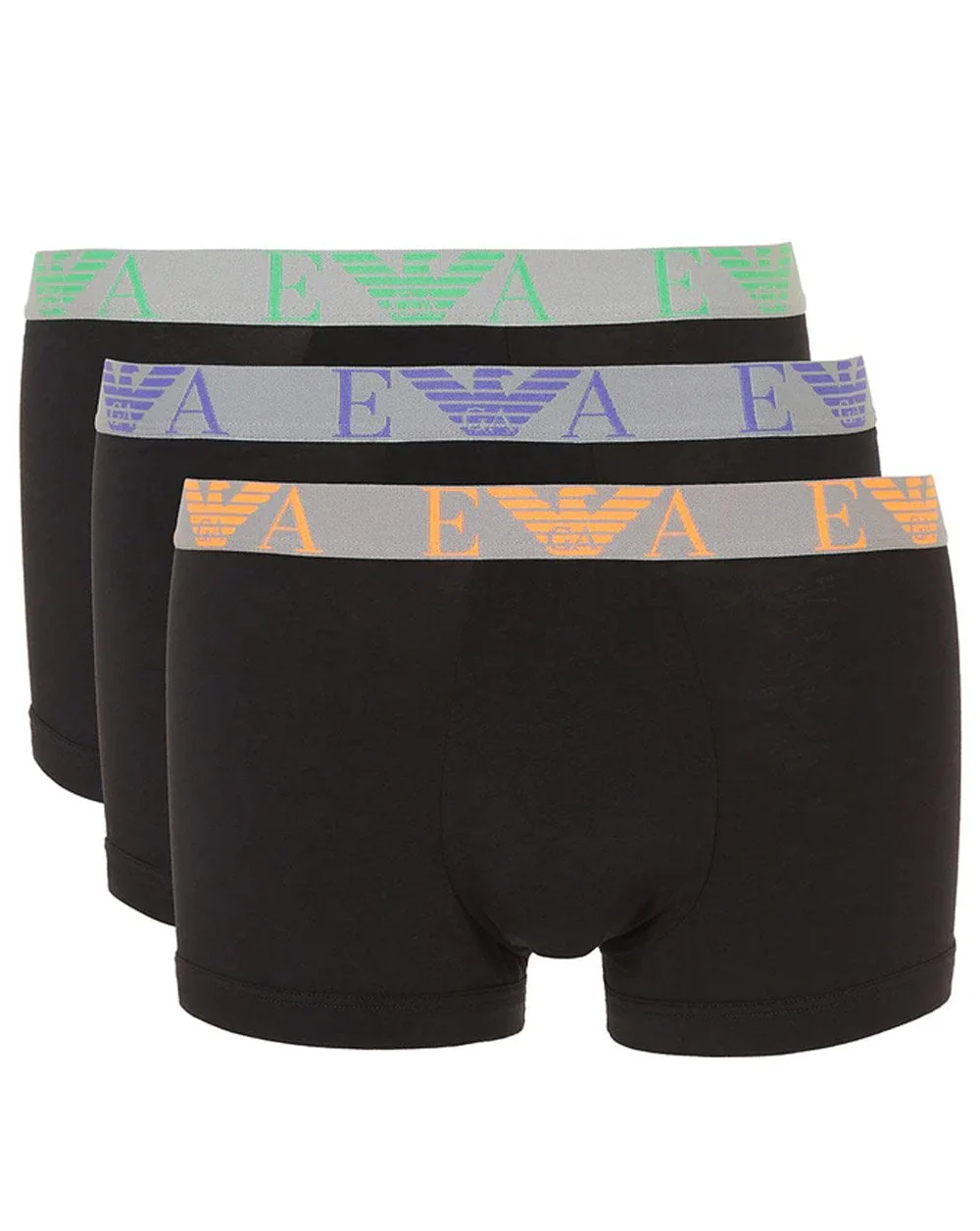 Emporio Armani 3 Pack Boxer Shorts Black/Orange/Green