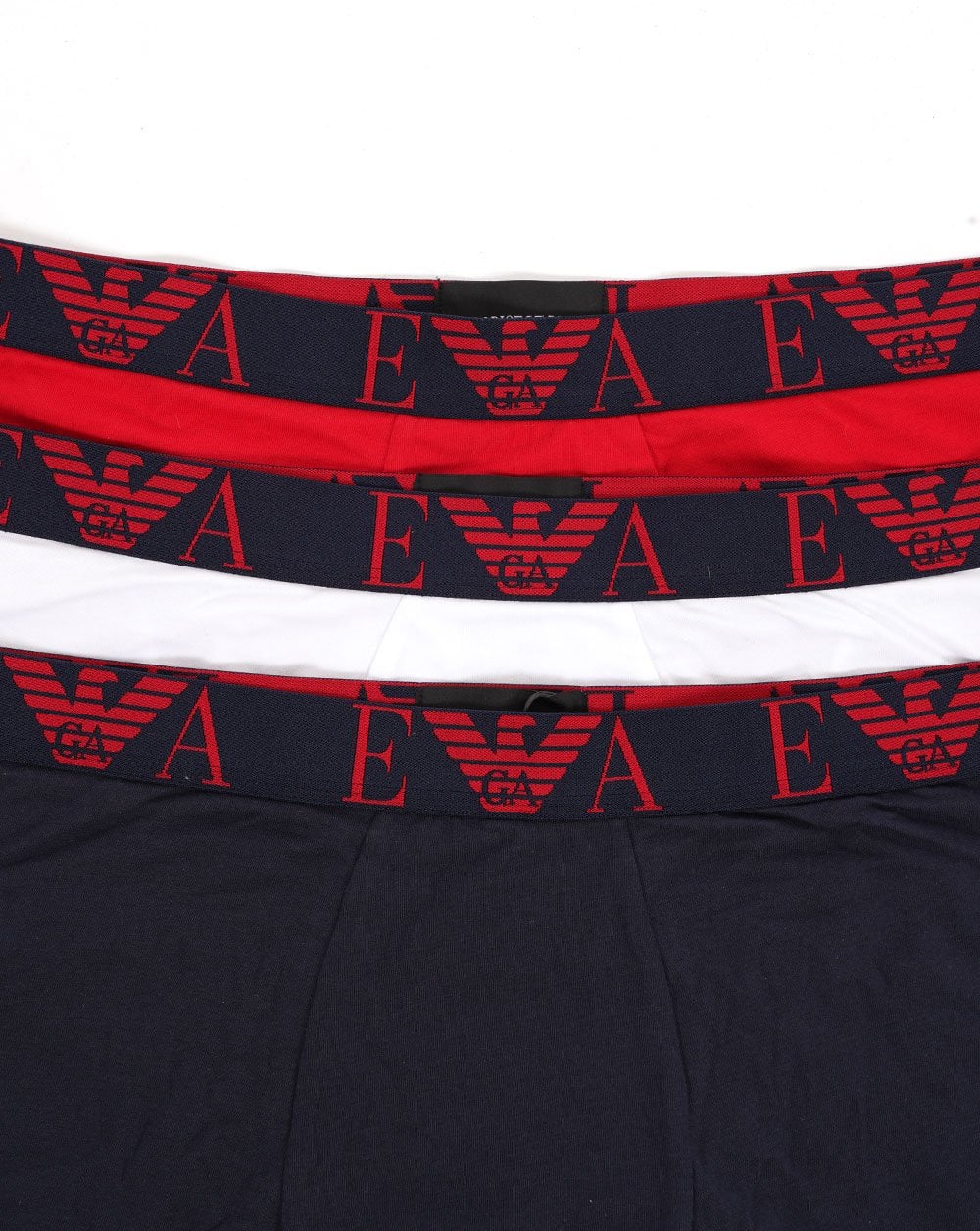 Emporio Armani 3 Pack Boxer Shorts Navy/Red/White - Image 2
