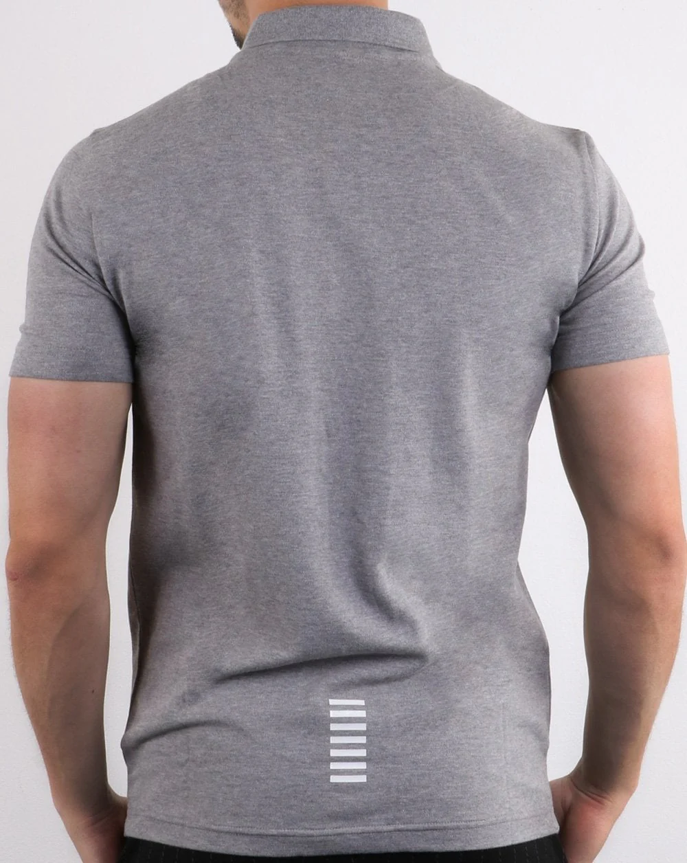 Emporio Armani EA7 Core Logo Pique Polo Shirt Grey Marl - Image 5
