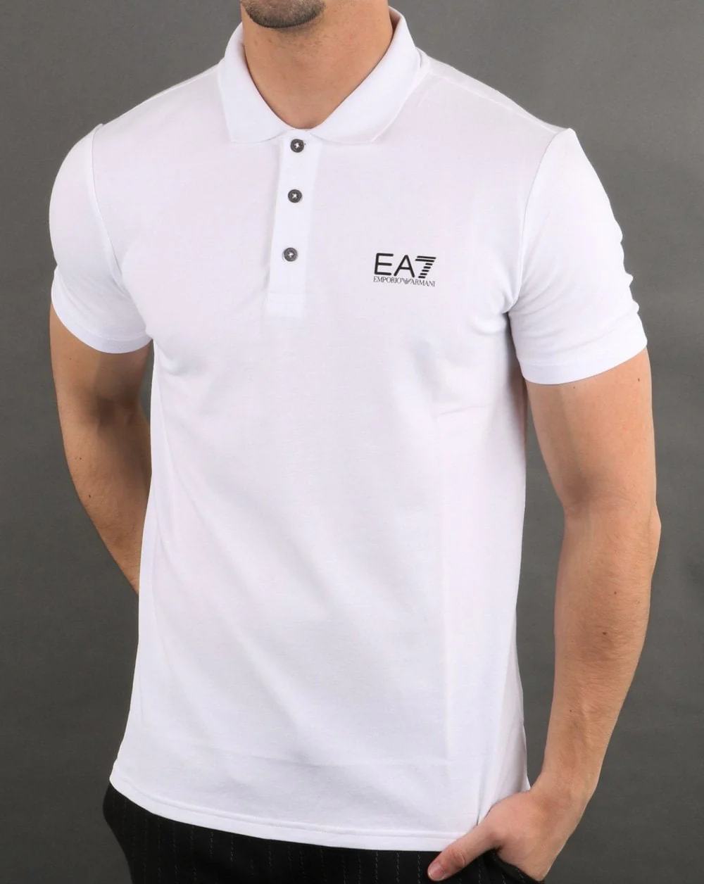 Emporio Armani EA7 Core Logo Pique Polo Shirt White - Image 2