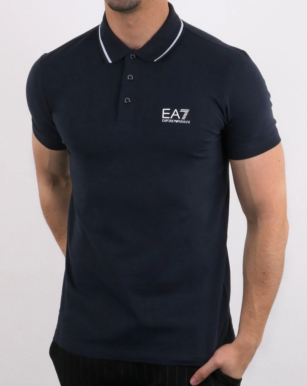 Emporio Armani EA7 Core Logo Tipped Polo Shirt Navy - Image 2