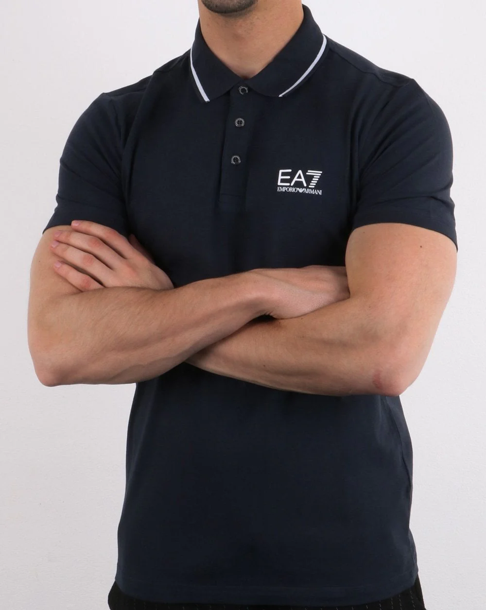Emporio Armani EA7 Core Logo Tipped Polo Shirt Navy - Image 3