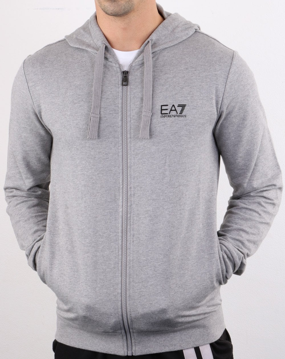 Emporio Armani EA7 Hoodie Grey Marl - Image 3
