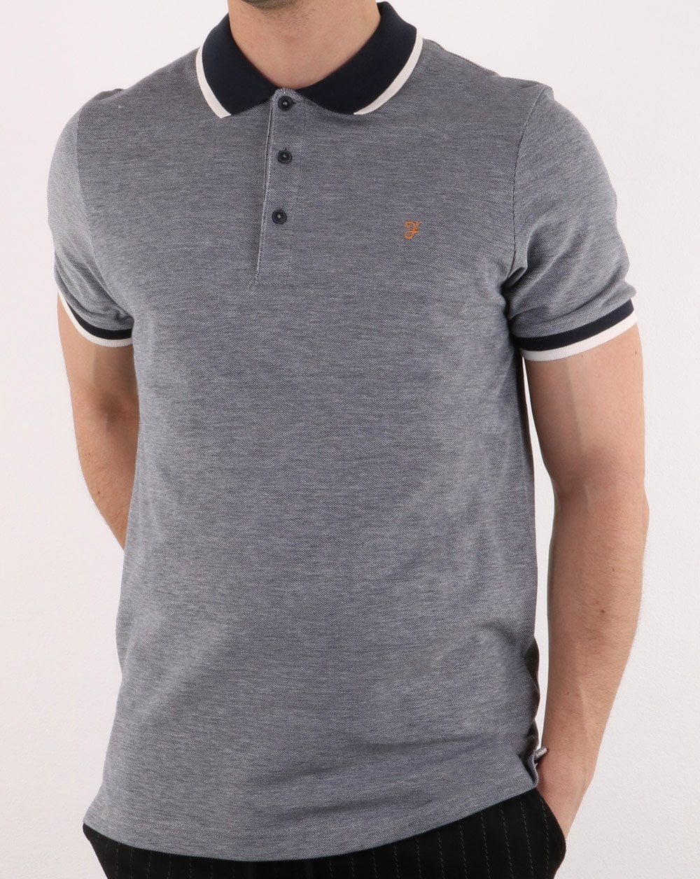 Farah Basel Pique Polo True Navy - Image 2