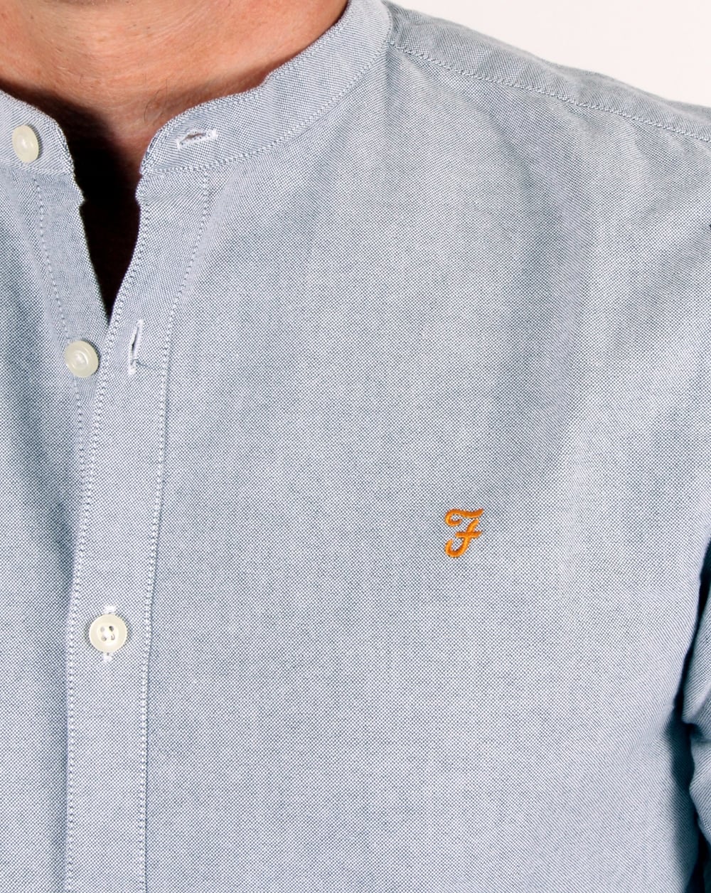 Farah Brewer Grandad Collar Shirt Anthracite - Image 2
