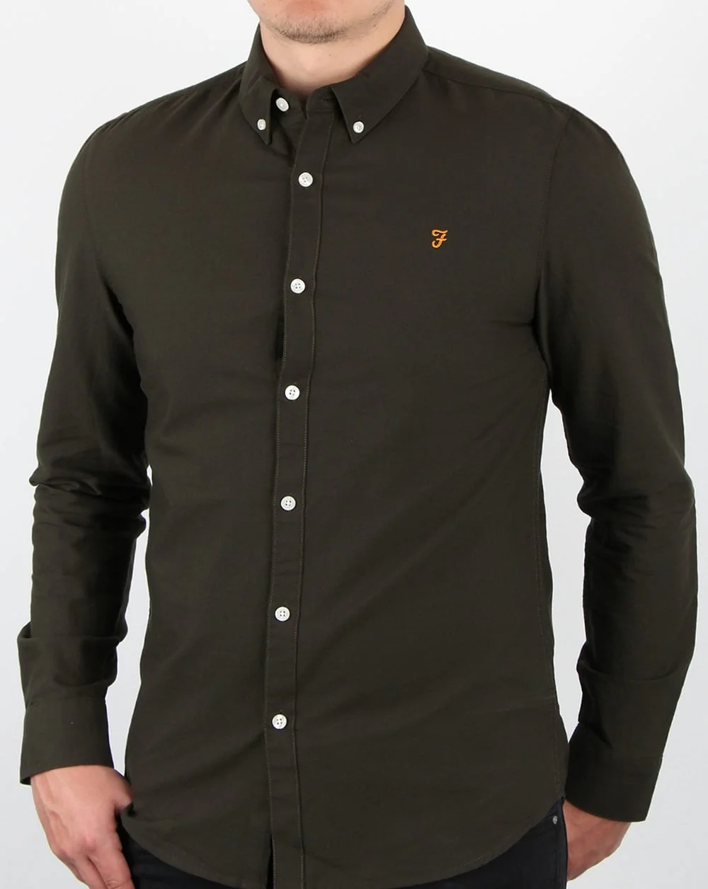Farah Brewer Long Sleeve Shirt Evergreen