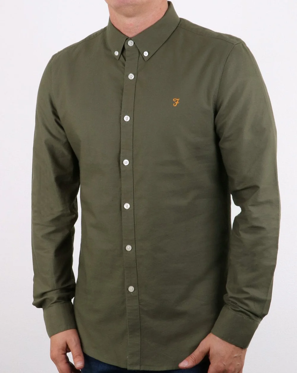 Farah Brewer Shirt Military Green - Image 3
