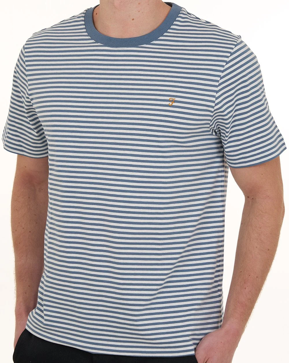Farah Castle Striped T Shirt Blue Tide - Image 2