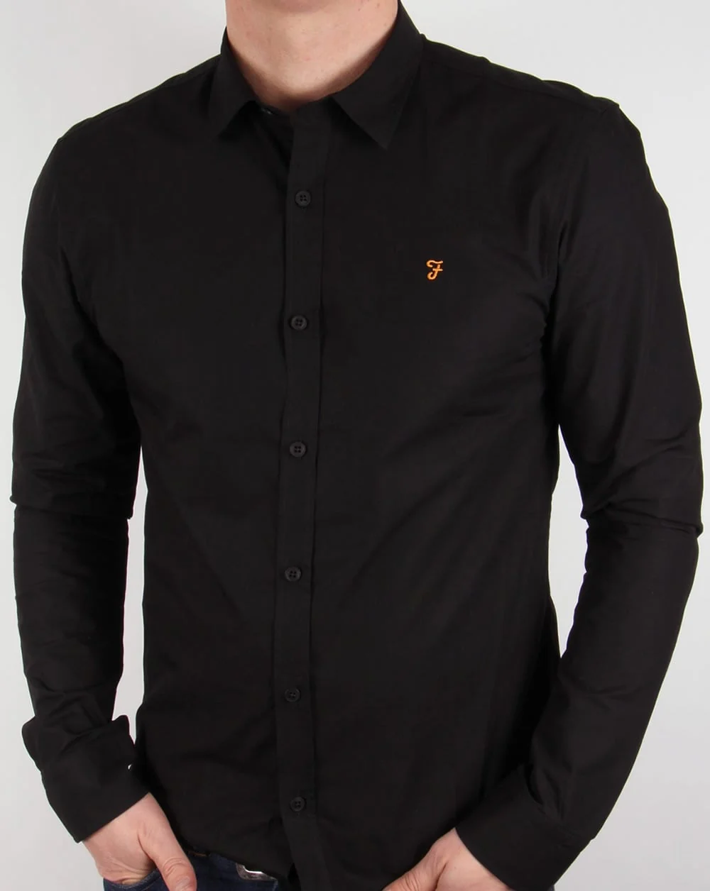 Farah Larch Slim Fit Shirt Black - Image 3