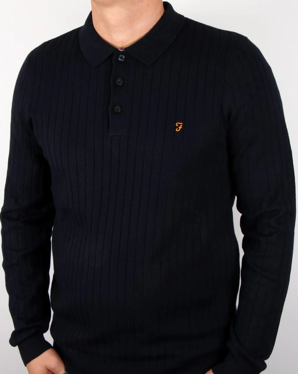 Farah Tadley Knitted Polo Shirt Navy
