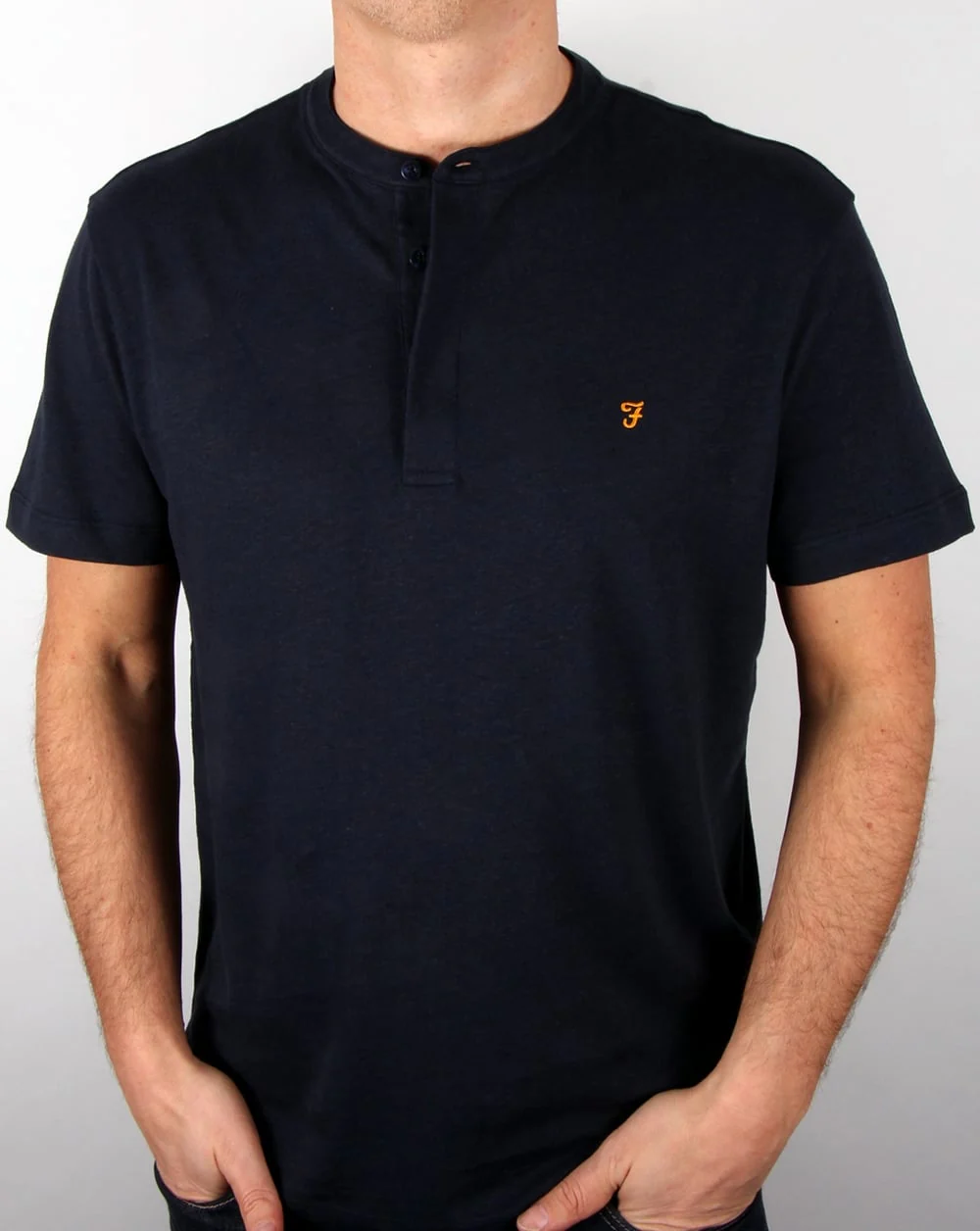 Farah Weddell Linen T Shirt True Navy Marl - Image 3