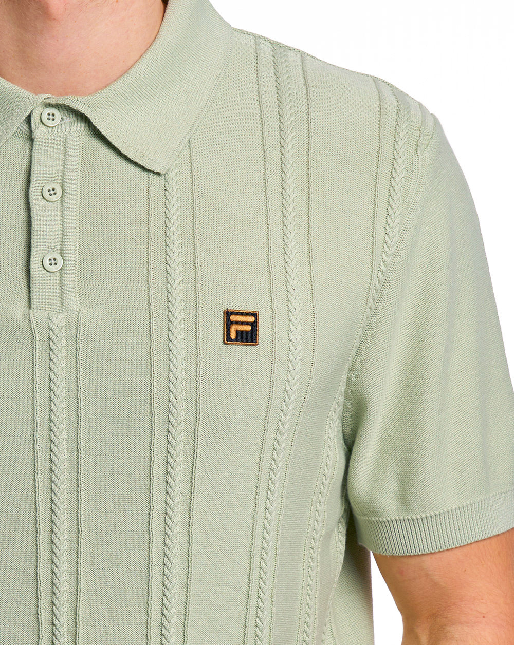 Fila Gold Barns Cable Knit Polo Light Green - Image 2