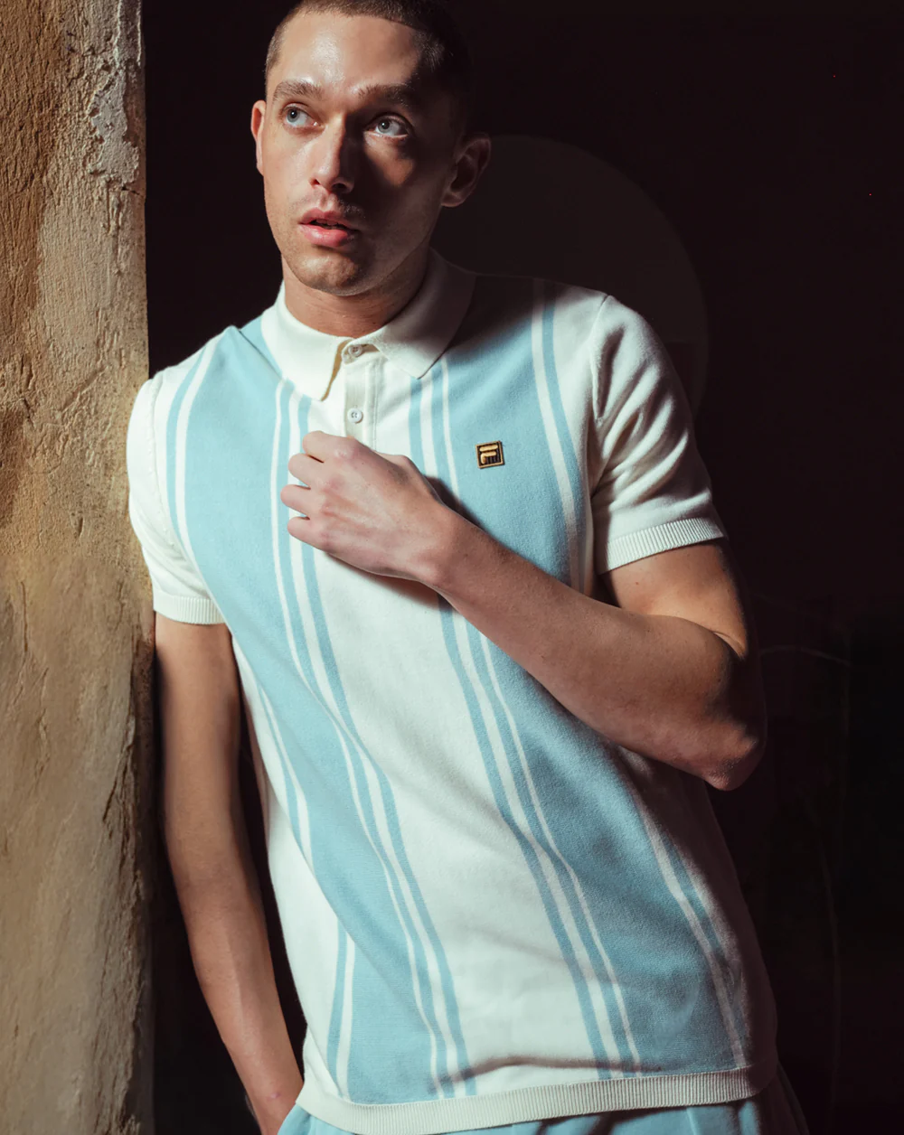 Fila Gold Buddy Knit Polo Off White/Sterling Blue