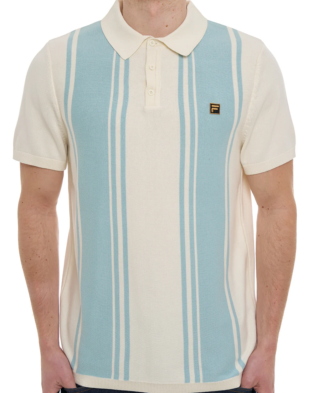 Fila Gold Buddy Knit Polo Off White/Sterling Blue - Image 2