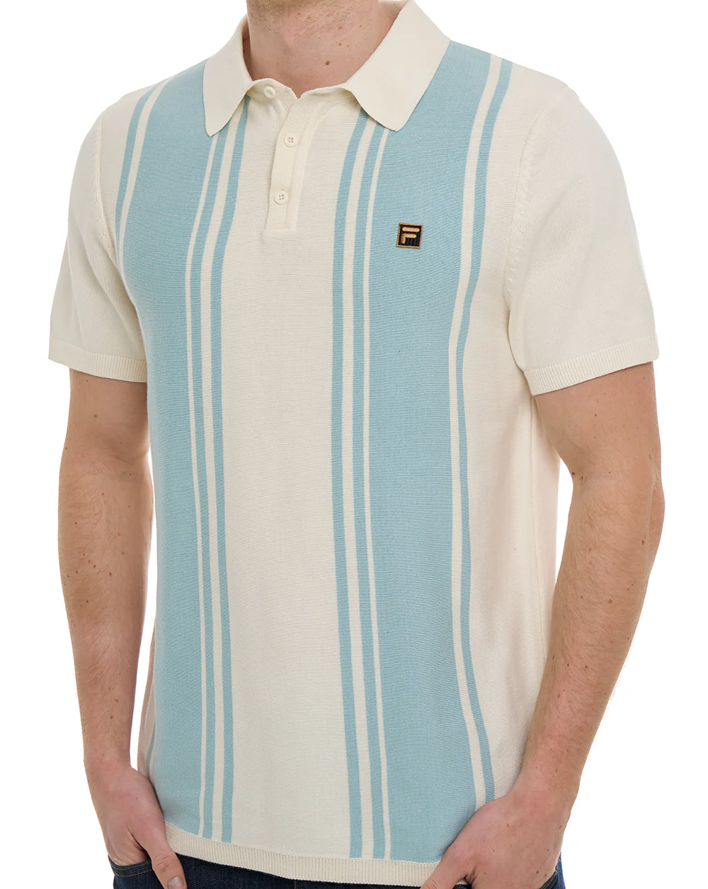 Fila Gold Buddy Knit Polo Off White/Sterling Blue - Image 3