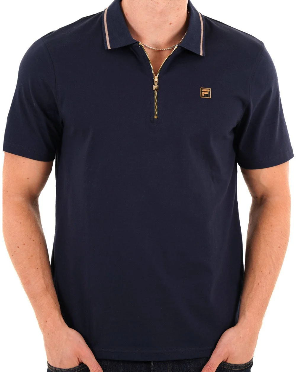 Fila Gold Lemar Zip Polo Dark Navy - Image 3