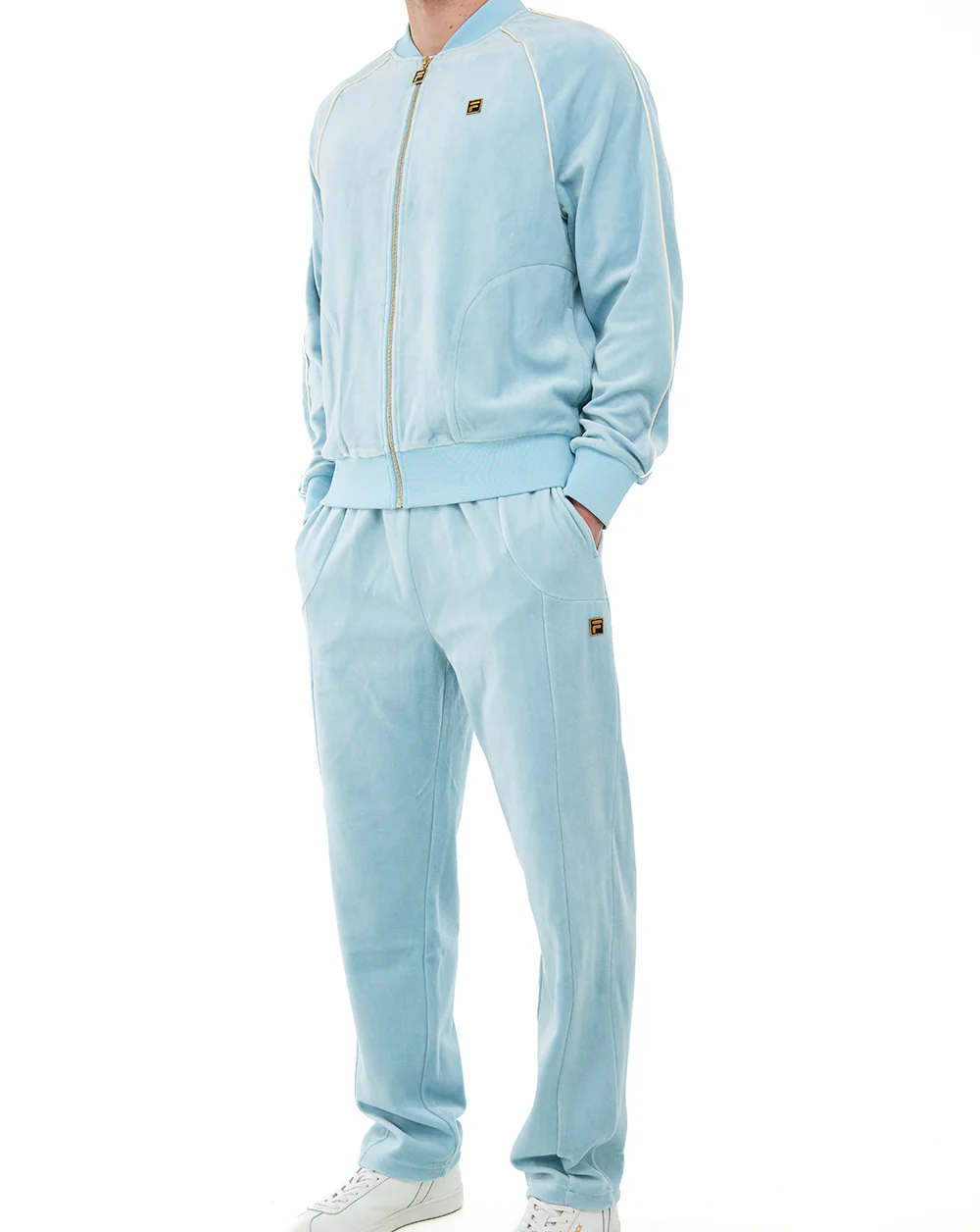 Fila Gold Fella Velour Track Pants Sterling Blue - Image 4