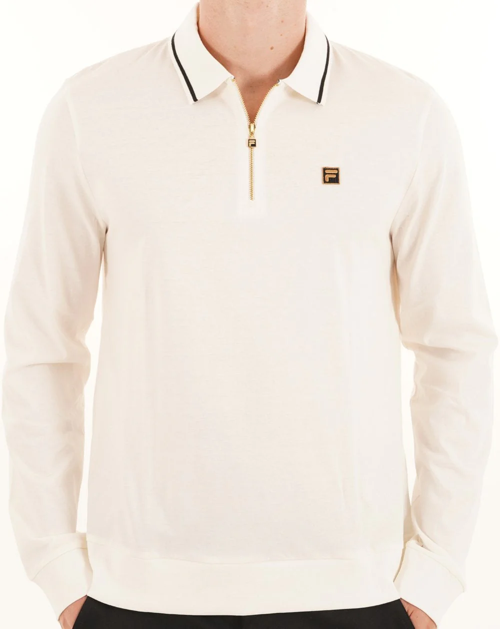 Fila Gold LS Tipped Zip Polo Gardenia - Image 2