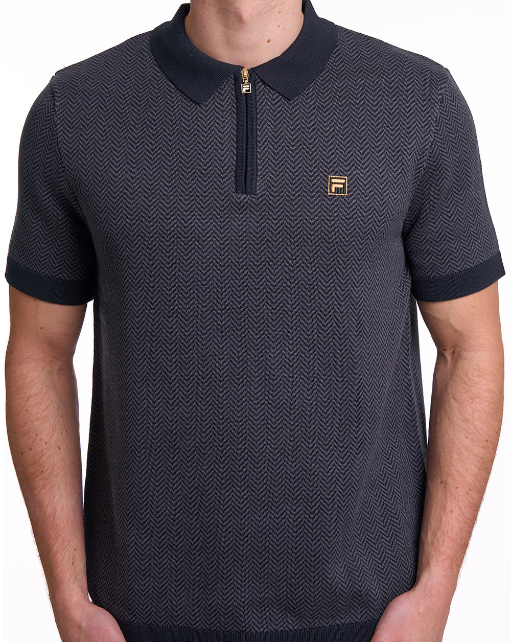 Fila Gold Marty Herringbone Polo Black - Image 2