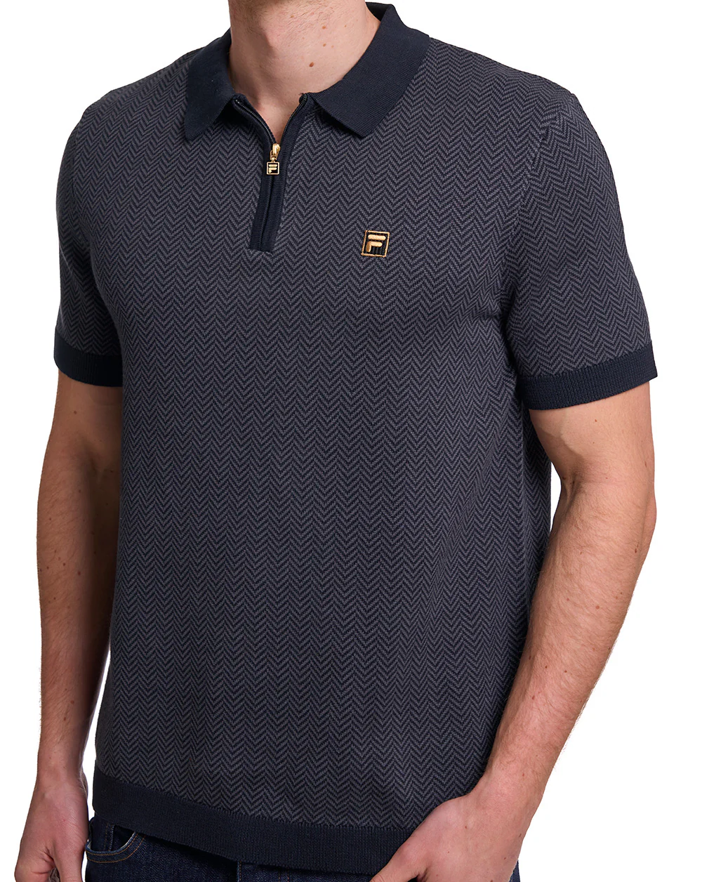 Fila Gold Marty Herringbone Polo Black - Image 3