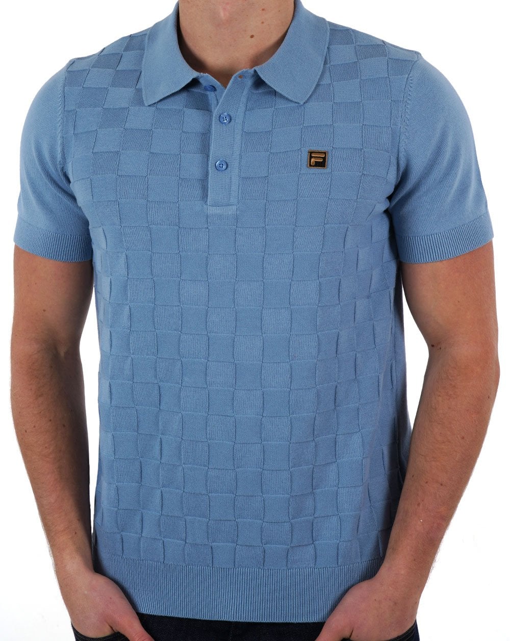 Fila Gold Square Knit Polo Blue - Image 2