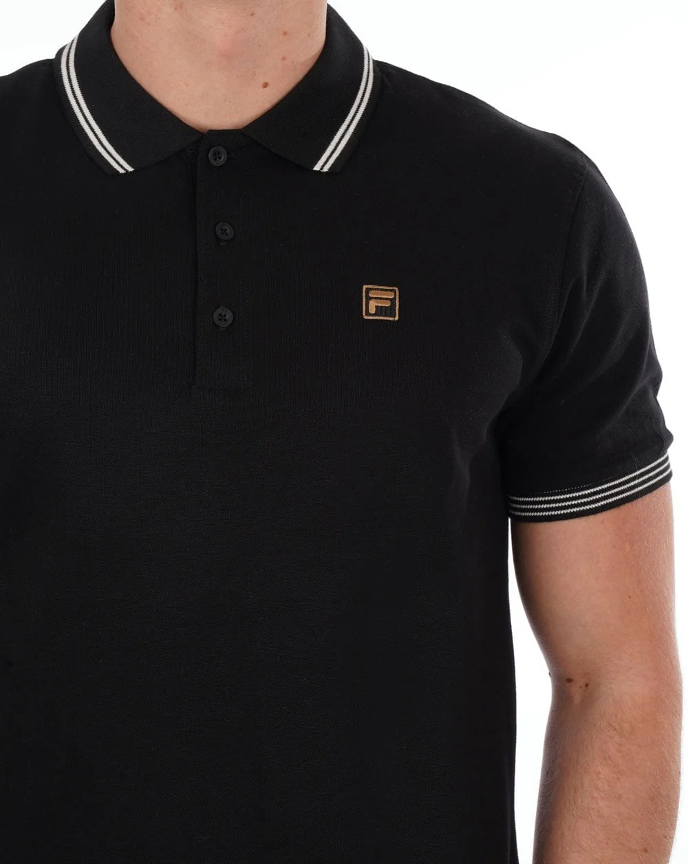 Fila Gold Tipped Polo Shirt Black - Image 2
