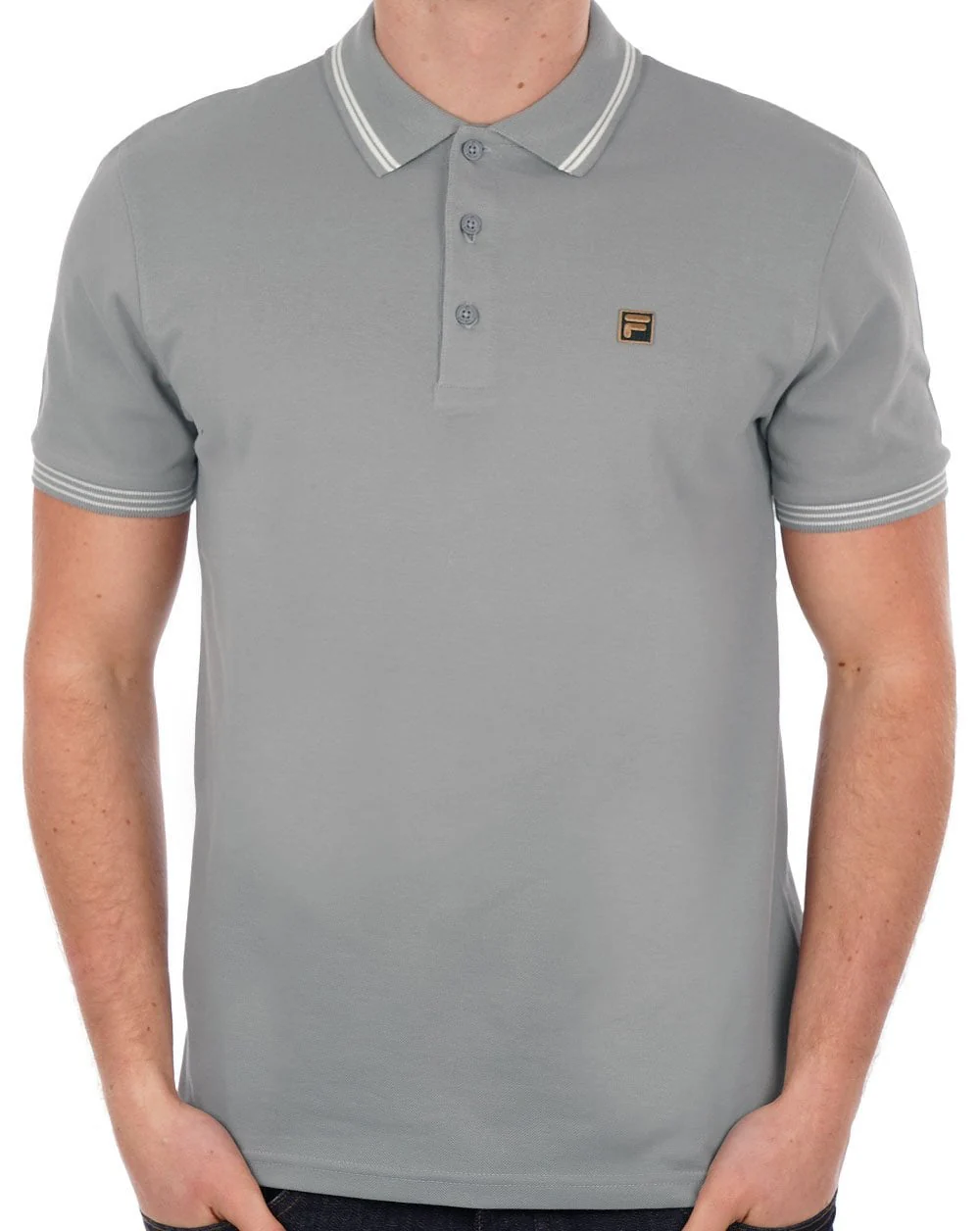 Fila Gold Tipped Polo Shirt Grey - Image 3