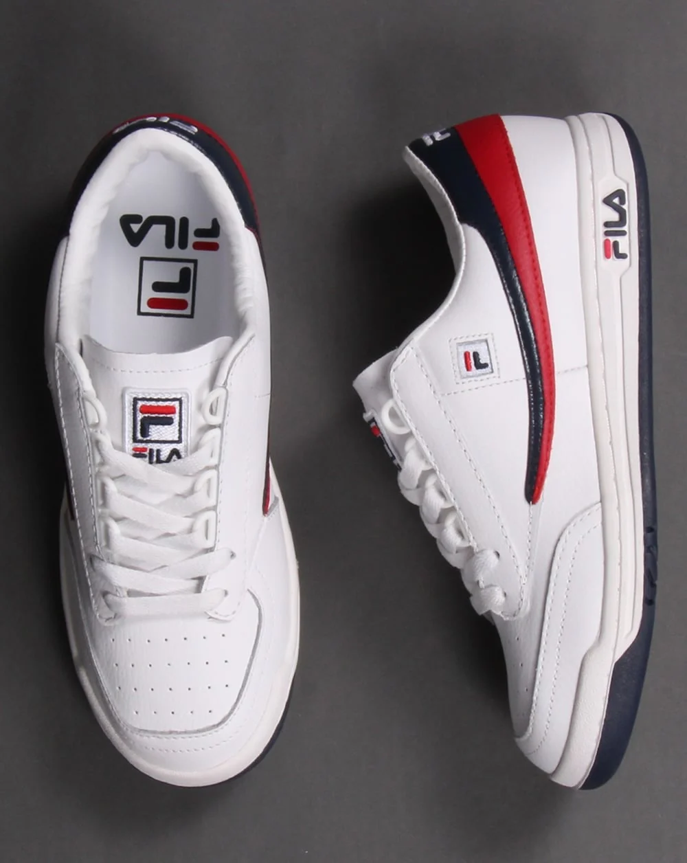 Fila Heritage Original Tennis Trainers White/Navy/Red - Image 2