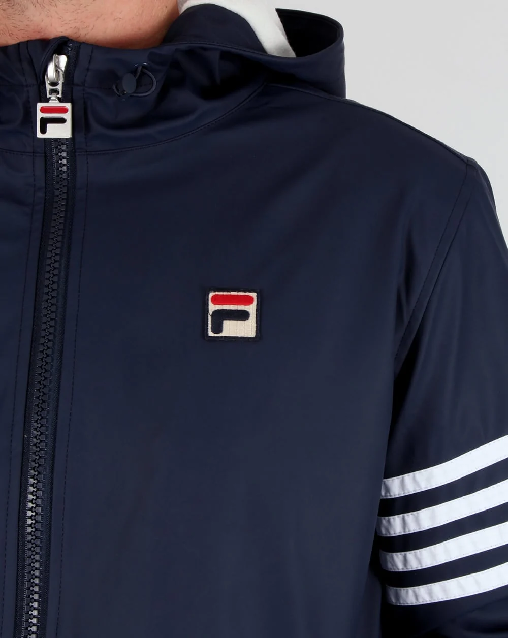 Fila Vintage 4 stripe Hooded Parka Navy - Image 2