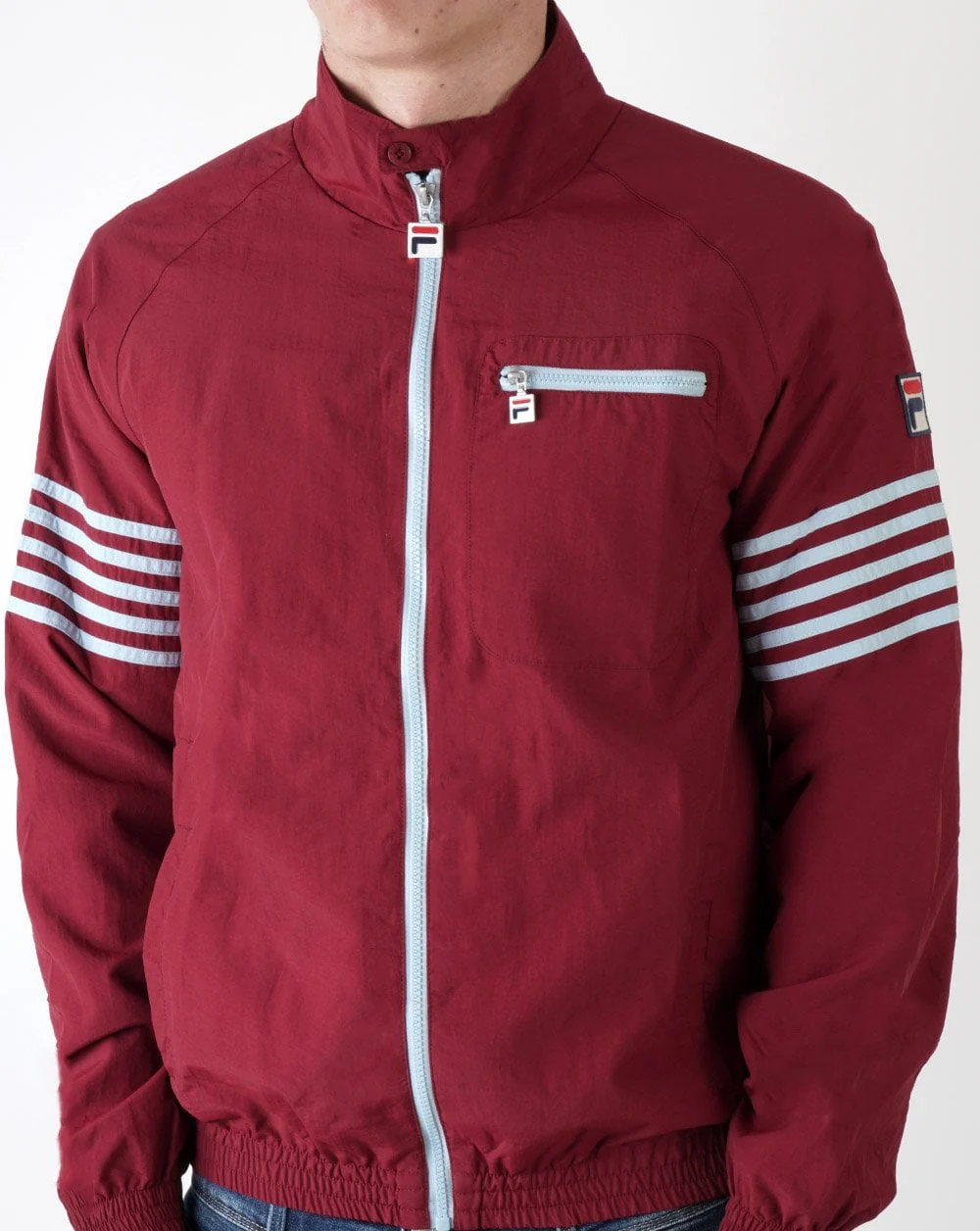 Fila Vintage 5 Stripe Jacket Claret/Sky Blue - Image 2