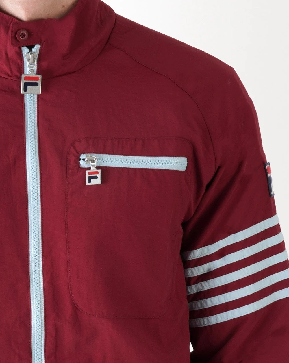 Fila Vintage 5 Stripe Jacket Claret/Sky Blue - Image 3