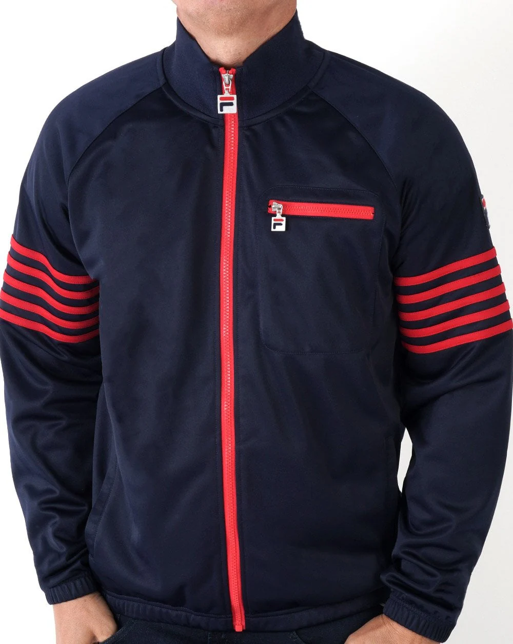 Fila Vintage 5 Stripe Track Top Navy/Red - Image 2