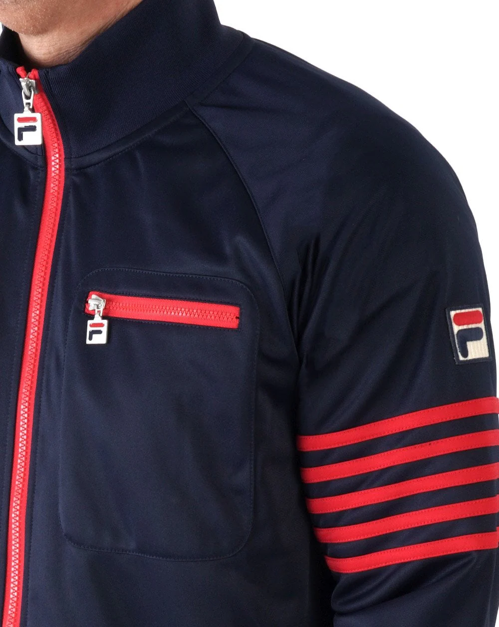 Fila Vintage 5 Stripe Track Top Navy/Red - Image 3