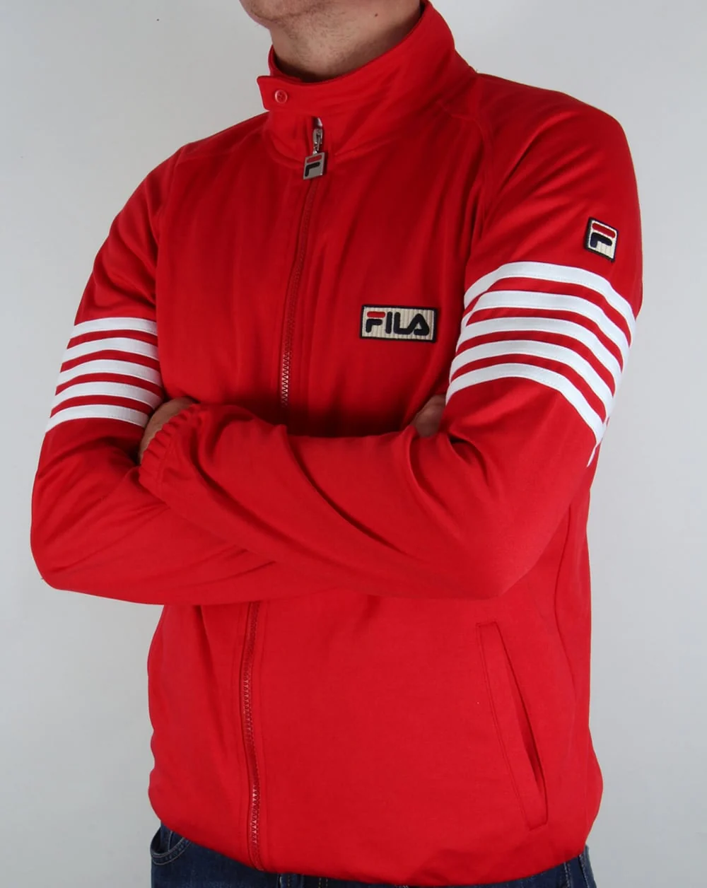 Fila Vintage 5 Stripe Track Top Red - Image 4