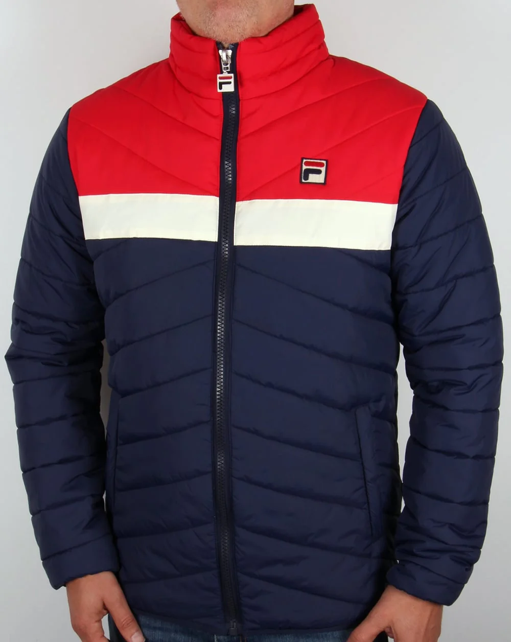 Fila Vintage 80s ski Jacket Navy/Gardenia/Red - Image 3