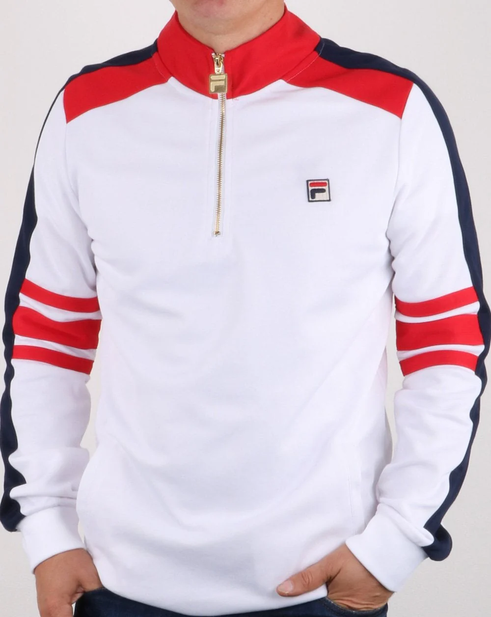 Fila Vintage Alastair Qtr Zip Track Top White/red/navy