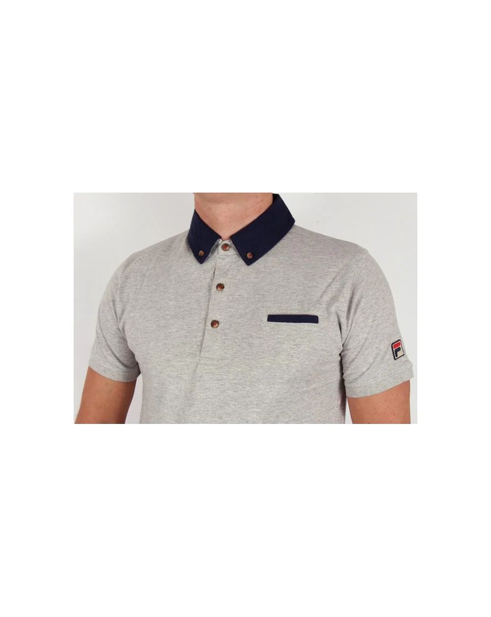 Fila Vintage Barazze Polo Shirt Grey Marl - Image 2