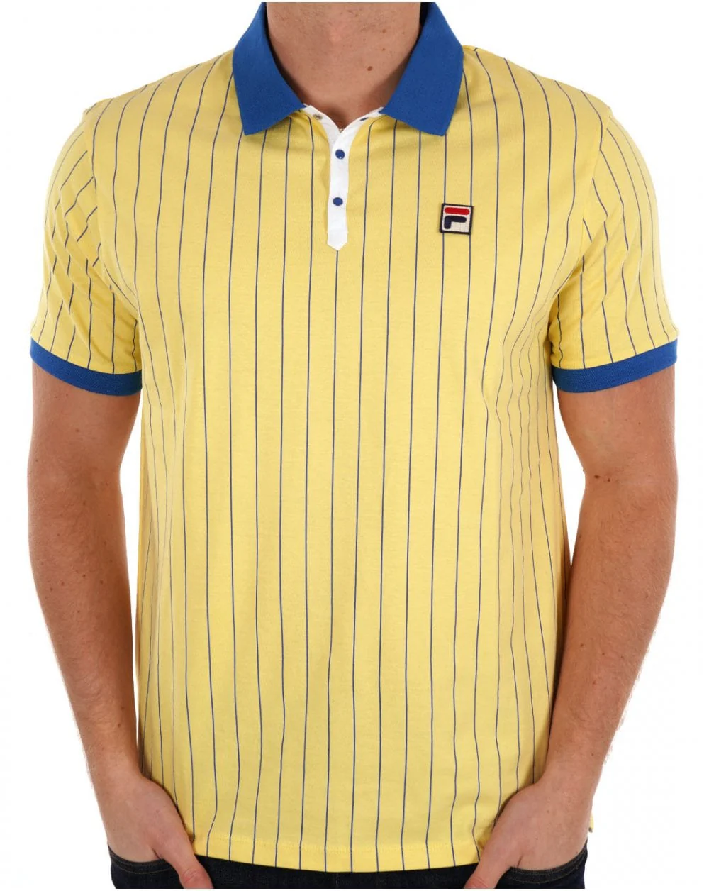 Fila Vintage BB1 Polo Shirt Light Yellow / Turkish Sea - Image 3